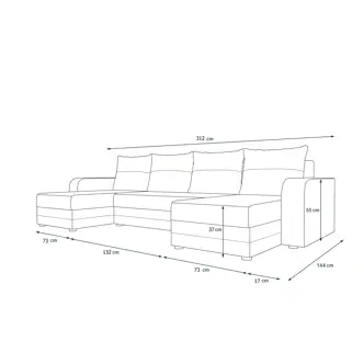 Rohová sedačka do U LEFHET BIS, černá/tmavě šedá