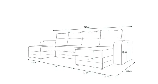 Rohová sedačka do U LEFHET BIS, tmavě šedá/světle šedá