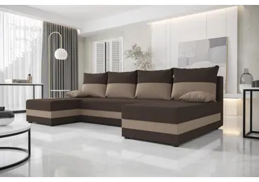 Rohová sedačka do U LEFHET, hnědá/béžová