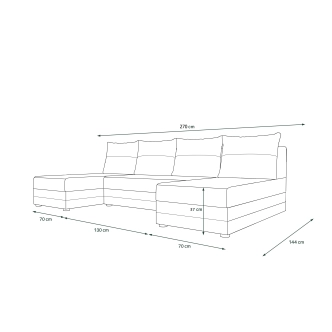 Rohová sedačka do U LEFHET, tmavě šedá/černá