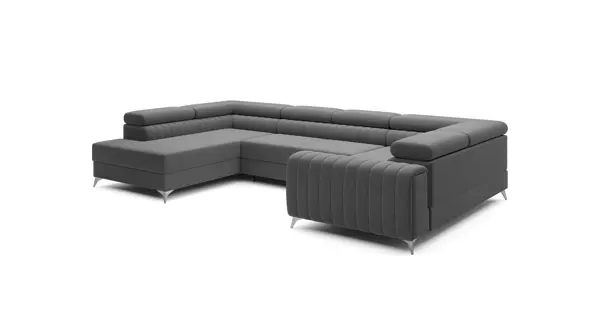 Rohová sedačka do U ZEKON, šedá látka, levá