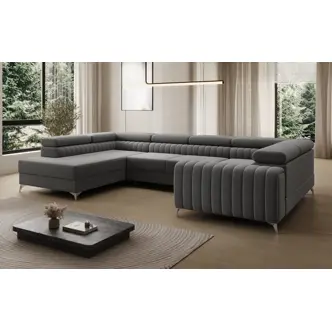 Rohová sedačka do U ZEKON, šedá látka, levá