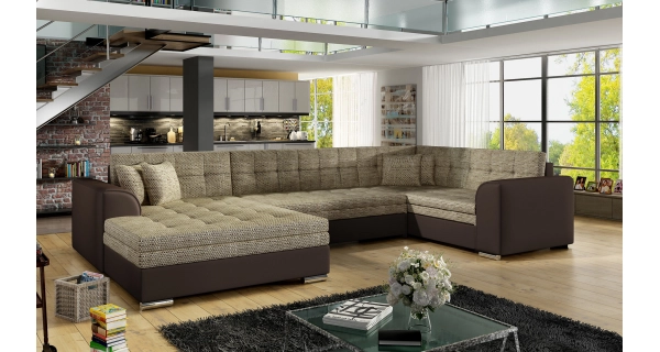 Rohová sedačka ESSLOR, levá, hnědá/tmavě hnědá