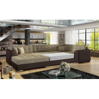 Rohová sedačka ESSLOR, levá, hnědá/tmavě hnědá