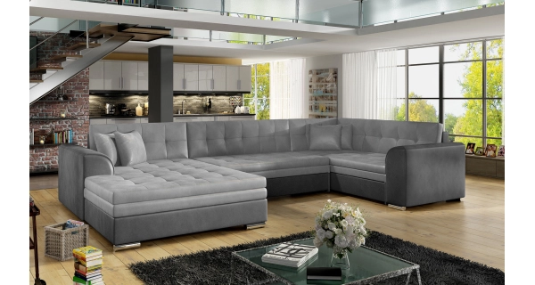 Rohová sedačka ESSLOR, levá, světle šedá/tmavě šedá