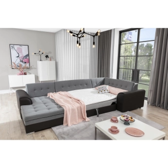 Rohová sedačka ESSLOR, levá, tyrkysová/tmavě šedá