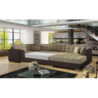 Rohová sedačka ESSLOR, pravá, hnědá/tmavě hnědá