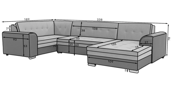 Rohová sedačka ESSLOR, pravá, hnědá/tmavě hnědá