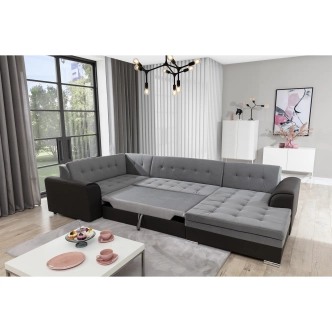 Rohová sedačka ESSLOR, pravá, tmavě šedá/světle šedá