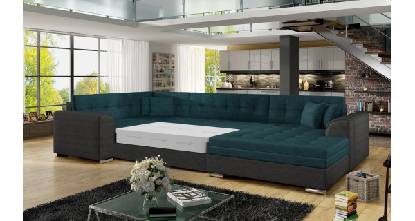 Rohová sedačka ESSLOR, pravá, tyrkysová/tmavě šedá