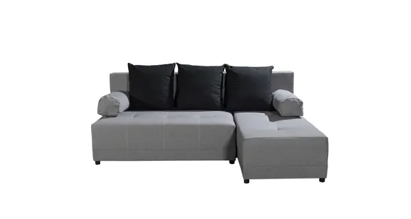 Rohová sedačka GRISEUS univerzální, světle šedá látka/černá látka