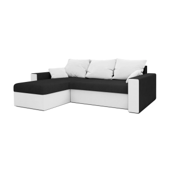 Rohová sedačka HALSTED s knihovnou, černá/bílá