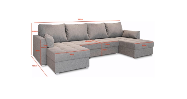 Rohová sedačka HELVEN U, šedá látka