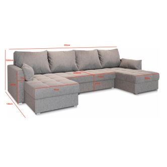 Rohová sedačka HELVEN U, tmavě šedá látka