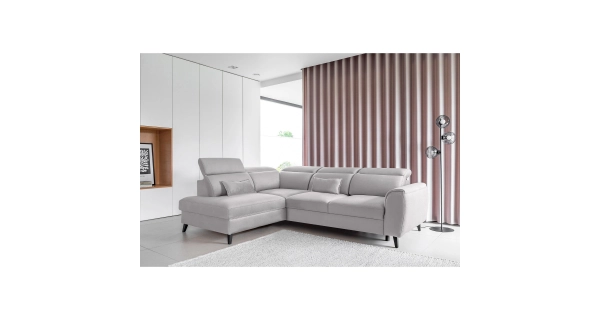 Rohová sedačka INMUTEF 01, levá, světle šedá látka