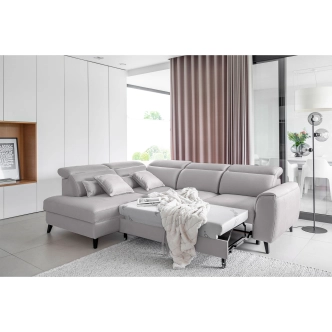 Rohová sedačka INMUTEF 01, levá, světle šedá látka