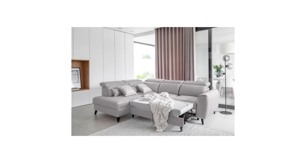 Rohová sedačka INMUTEF 01, levá, světle šedá látka