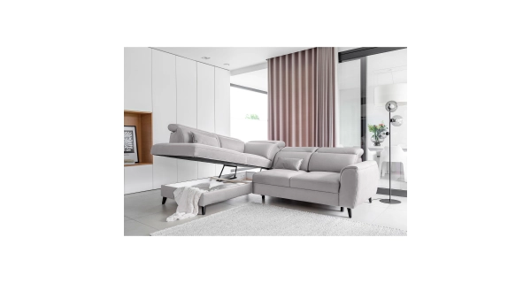 Rohová sedačka INMUTEF 01, levá, světle šedá látka