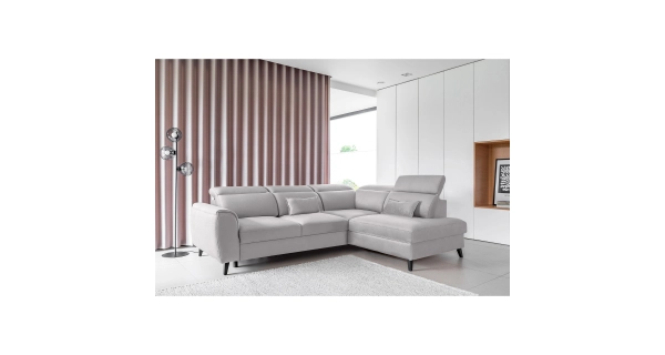 Rohová sedačka INMUTEF 01, pravá, světle šedá látka
