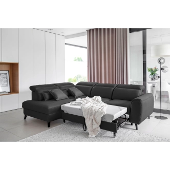 Rohová sedačka INMUTEF 12, levá, tmavě šedá látka