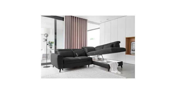 Rohová sedačka INMUTEF 12, pravá, tmavě šedá látka