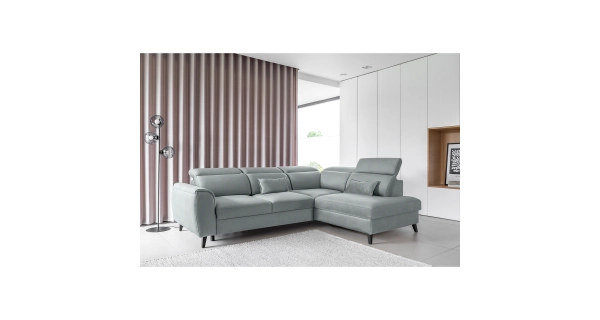 Rohová sedačka INMUTEF 17, pravá, světle šedá látka