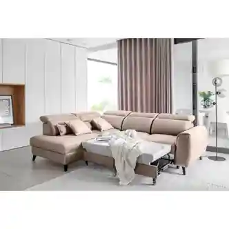 Rohová sedačka INMUTEF 21, levá, béžová látka