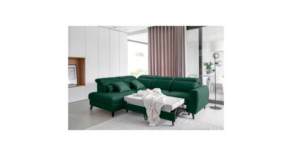 Rohová sedačka INMUTEF 32, levá, zelená látka
