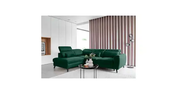 Rohová sedačka INMUTEF 32, pravá, zelená látka