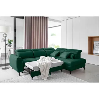 Rohová sedačka INMUTEF 32, pravá, zelená látka