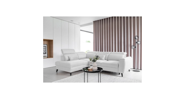 Rohová sedačka INMUTEF 43, levá, bílá látka