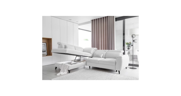 Rohová sedačka INMUTEF 43, levá, bílá látka
