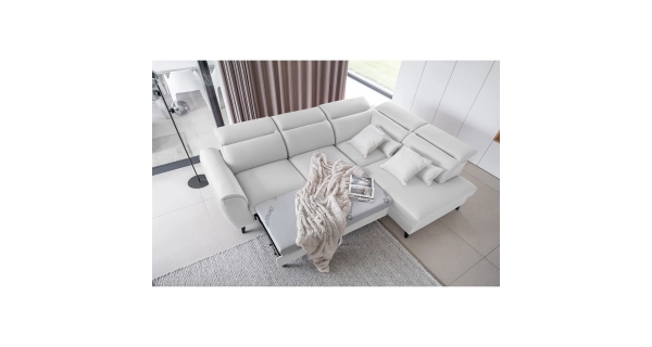 Rohová sedačka INMUTEF 43, pravá, bílá látka