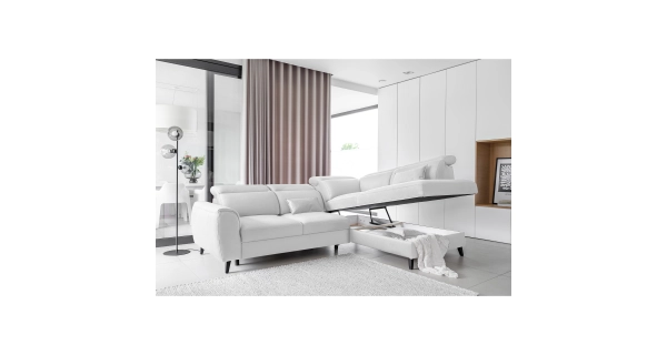 Rohová sedačka INMUTEF 43, pravá, bílá látka