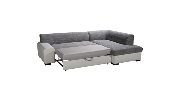 Rohová sedačka JERMAINE 3 pravá, šedá látka/černá ekokůže