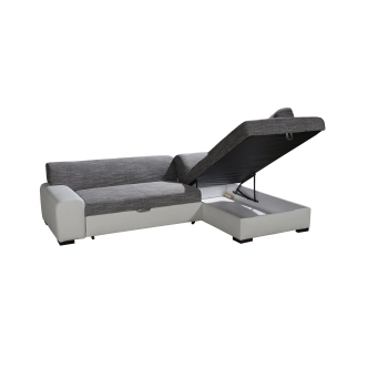 Rohová sedačka JERMAINE 3 pravá, šedá látka/černá ekokůže