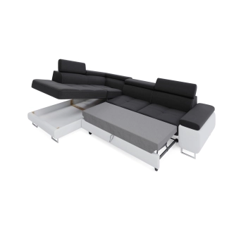 Rohová sedačka LAING L, levá, černá/bílá