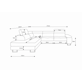 Rohová sedačka LAING L, levá, šedá/bílá