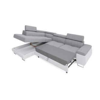 Rohová sedačka LAING L, levá, šedá/bílá