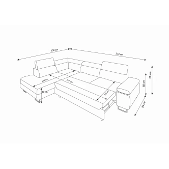 Rohová sedačka LAING L, levá, šedá/černá