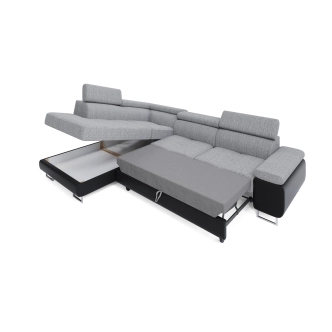 Rohová sedačka LAING L, levá, šedá/černá