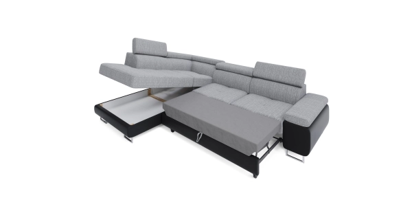 Rohová sedačka LAING L, levá, šedá/černá