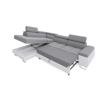 Rohová sedačka LAING L, levá, světle šedá/bílá