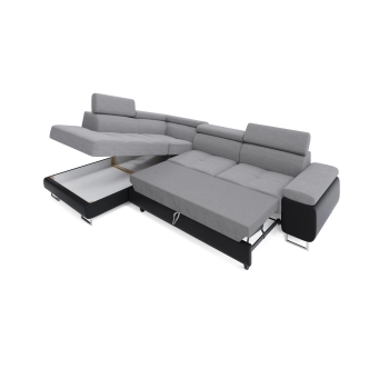 Rohová sedačka LAING L, levá, světle šedá/černá