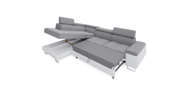 Rohová sedačka LAING L, levá, světle šedá/šedá