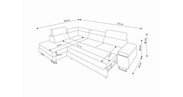 Rohová sedačka LAING L, levá, zelená