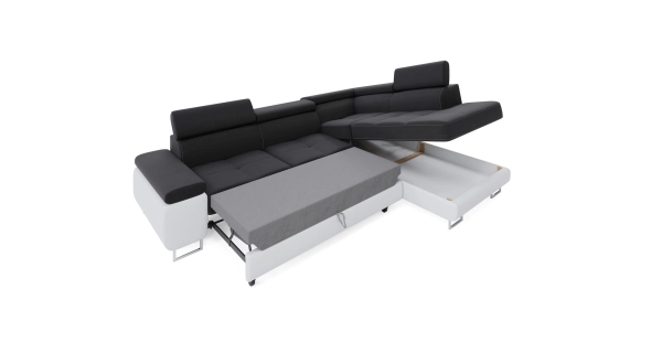 Rohová sedačka LAING L, pravá, černá/bílá