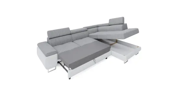 Rohová sedačka LAING L, pravá, šedá/bílá