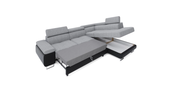 Rohová sedačka LAING L, pravá, šedá/černá