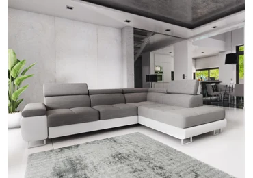 Rohová sedačka LAING L, pravá, světle šedá/bílá